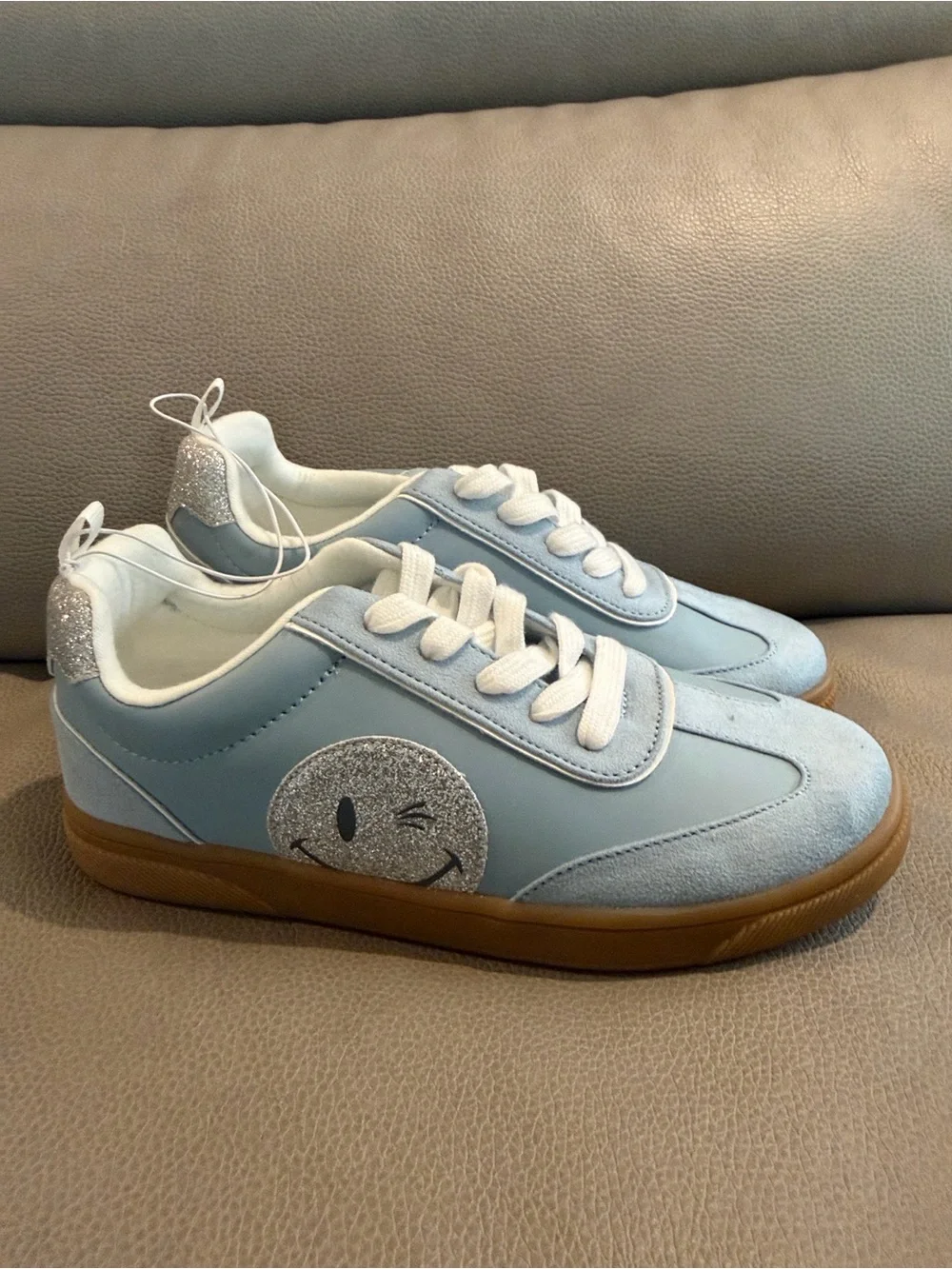 Joe Boxer Light Blue and Silver Kids' Sneakers with Gum Sole